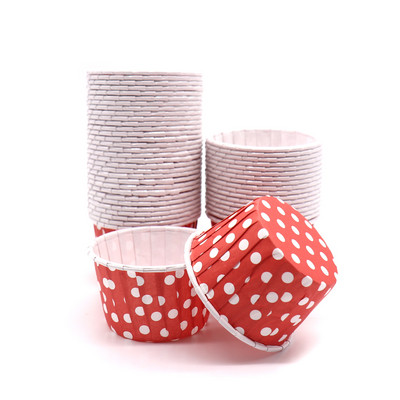 50 vnt Muffin Cake Cupcake Dėklai Spalvotas taškas Aliejui atsparus Cupcake Pamušalas Kepimo puodelio padėklas Vestuvių vakarėlio kasetės Vyniojamasis popierius