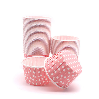 50 vnt Muffin Cake Cupcake Dėklai Spalvotas taškas Aliejui atsparus Cupcake Pamušalas Kepimo puodelio padėklas Vestuvių vakarėlio kasetės Vyniojamasis popierius