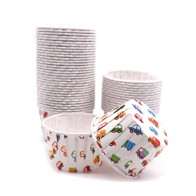 50 vnt Muffin Cake Cupcake Dėklai Spalvotas taškas Aliejui atsparus Cupcake Pamušalas Kepimo puodelio padėklas Vestuvių vakarėlio kasetės Vyniojamasis popierius