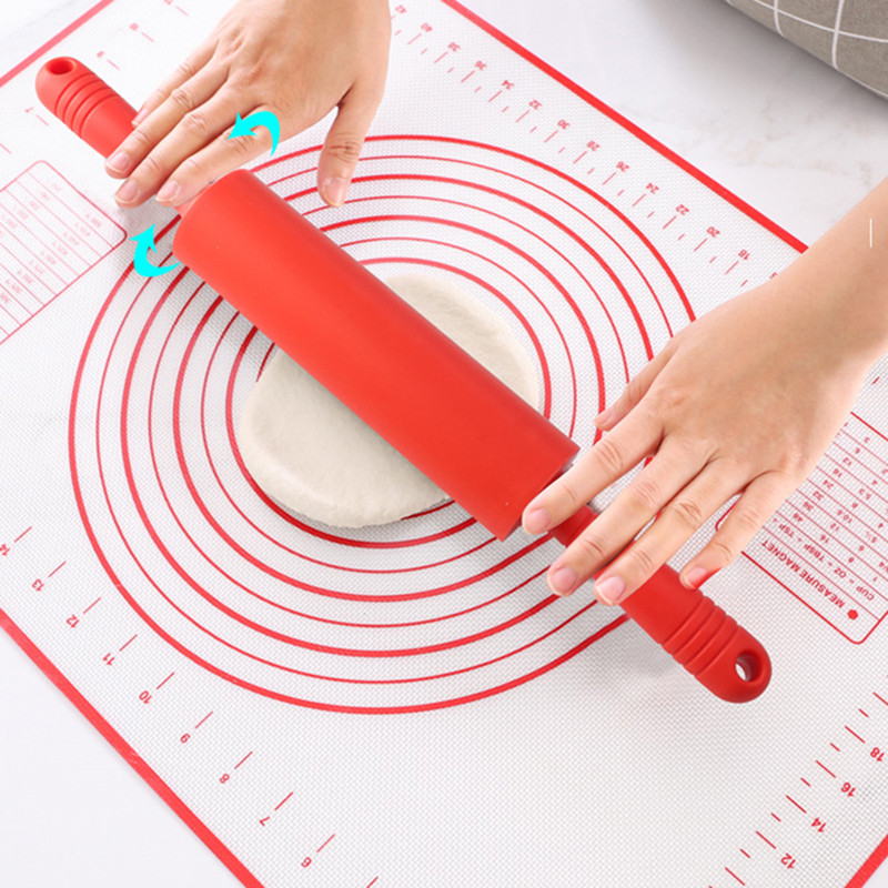 Nelipnios plastikinės rankenos smeigtukas Tešlos tešlos miltų volelis Silikoninis kočėlas Virtuvės kepimo virimo įrankiai Kalėdų kočėlas