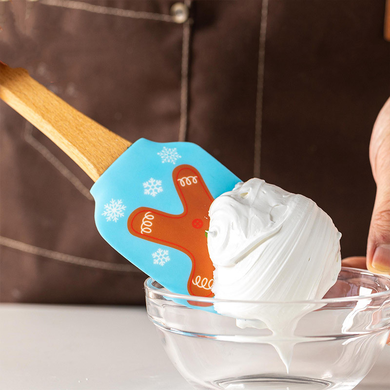 Rajzfilm mintás szilikon sütőlapát tapadásmentes tészta turmixgépek fa nyelű krém főzőkaparó konyhai liszt torta keverő