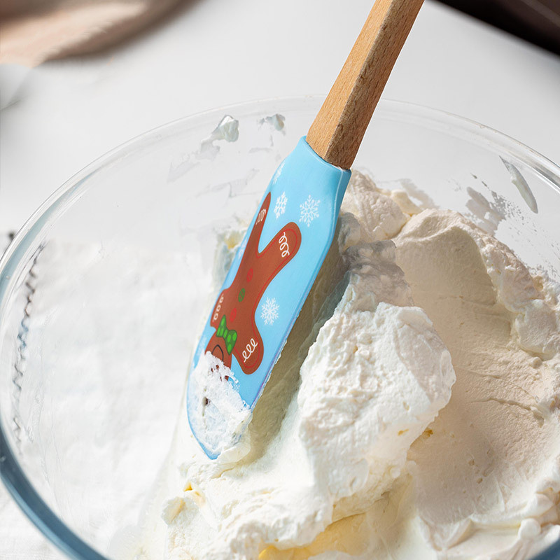 Rajzfilm mintás szilikon sütőlapát tapadásmentes tészta turmixgépek fa nyelű krém főzőkaparó konyhai liszt torta keverő