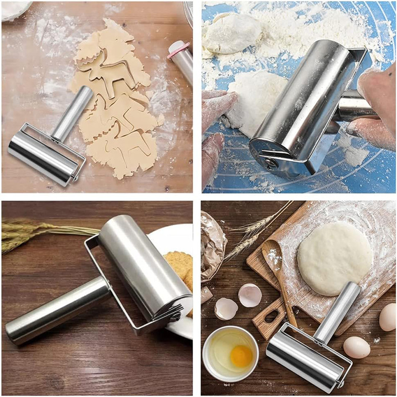 Nerūdijančio plieno dvigalvis volelis Nelipnus tešlos tešlos volelis Koldūnai Virtuvės priedai Picos kepimo reikmenys