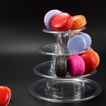 Macarons Display Tower 4-Layer Cupcake Stand Βάση φαγητού Stand για τούρτες Διακοσμητικός γάμος Μπομπονιέρα γενεθλίων