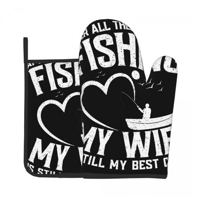 Viens lielisks zvejnieka dūraiņu karstais spilventiņš Viņa mūža labākā nozveja Grils Gaisa cepeškrāsnis Karstumizturīgs Virtuves cimdi Mikroviļņu krāsns Cepeškrāsns dūraiņu komplekts