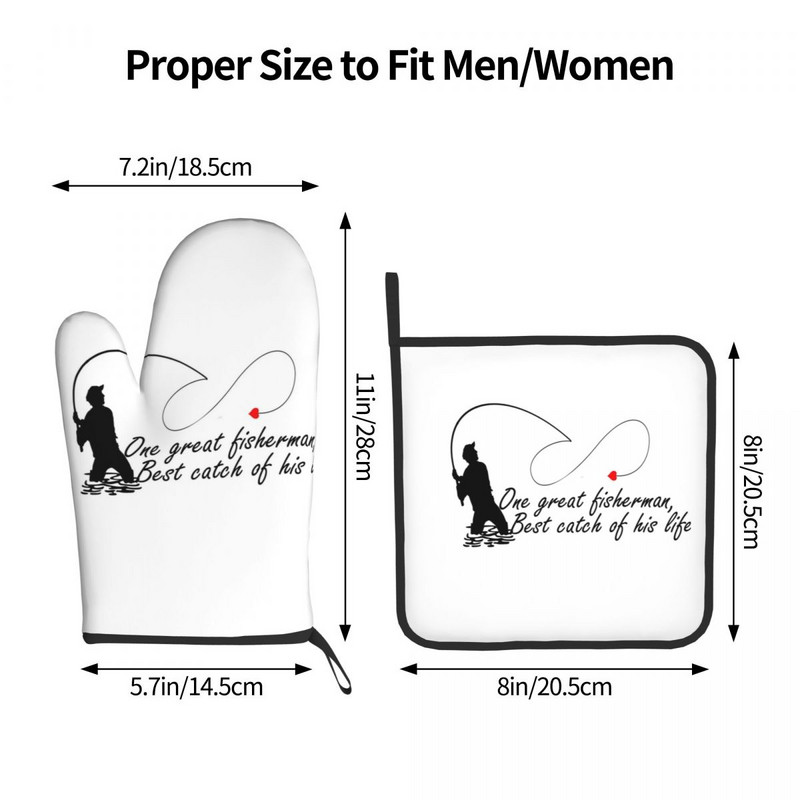 Viens lielisks zvejnieka dūraiņu karstais spilventiņš Viņa mūža labākā nozveja Grils Gaisa cepeškrāsnis Karstumizturīgs Virtuves cimdi Mikroviļņu krāsns Cepeškrāsns dūraiņu komplekts