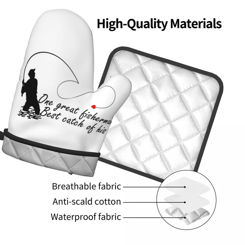 Viens lielisks zvejnieka dūraiņu karstais spilventiņš Viņa mūža labākā nozveja Grils Gaisa cepeškrāsnis Karstumizturīgs Virtuves cimdi Mikroviļņu krāsns Cepeškrāsns dūraiņu komplekts