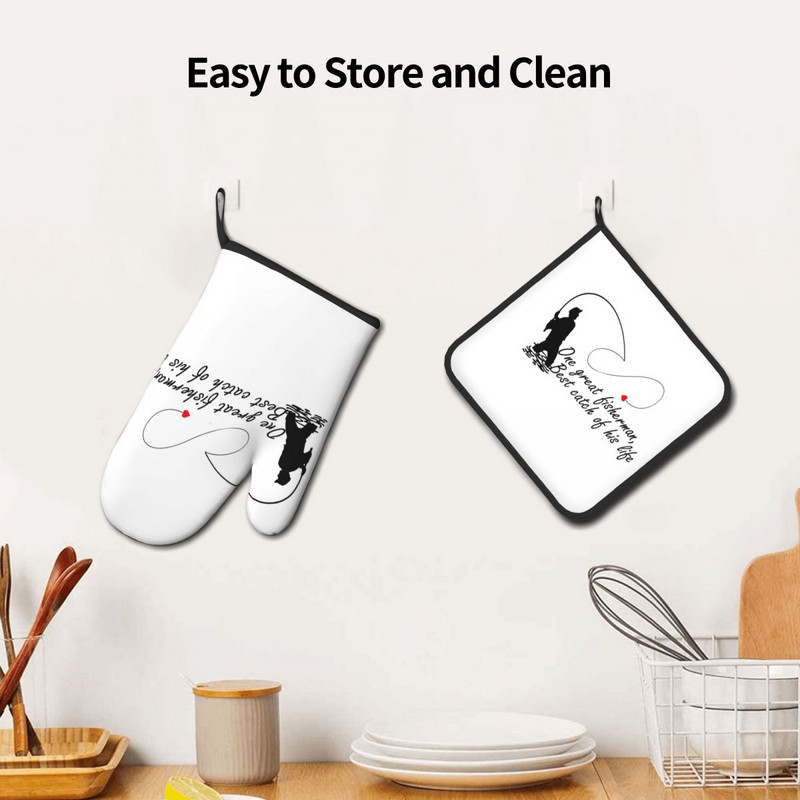 Viens lielisks zvejnieka dūraiņu karstais spilventiņš Viņa mūža labākā nozveja Grils Gaisa cepeškrāsnis Karstumizturīgs Virtuves cimdi Mikroviļņu krāsns Cepeškrāsns dūraiņu komplekts