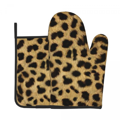 Gepards dzīvnieki Moderns virtuves cimds Flamingo Butterfly Print Izolācija Karstā cepeškrāsns Bļoda dūraiņa Poda Turētājs Grila dūraiņu Komplekts