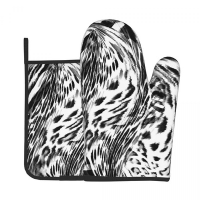 Gepards dzīvnieki Moderns virtuves cimds Flamingo Butterfly Print Izolācija Karstā cepeškrāsns Bļoda dūraiņa Poda Turētājs Grila dūraiņu Komplekts