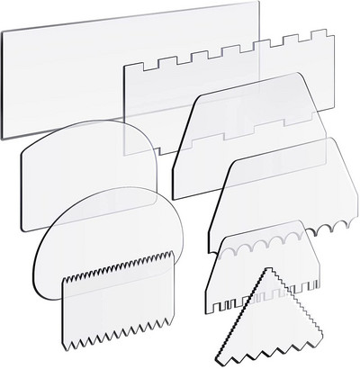 9 buc. Răzuitoare acrilice pentru prăjituri, cremă netedă pentru glazură, răzuitoare pentru prăjituri mari, produse de patiserie, instrumente de coacere, accesorii pentru coacere, instrumente