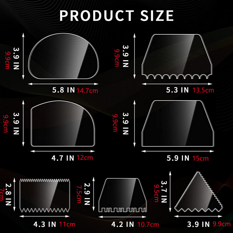 9db Átlátszó akril tortakaparó sima cukormáz krém nagy tortakaparó tészta Konyhai sütőeszközök Sütési kellékekEszközök