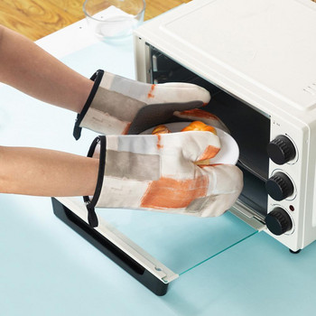 1 ζεύγος μονωτικά γάντια Γάντια φούρνου σιλικόνης κατά του ζεματίσματος με αντιολισθητικό κορδόνι παλάμης σχεδιασμού Γάντια ψησίματος φούρνου Εργαλείο μαγειρέματος