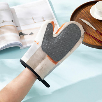 1 чифт изолационни ръкавици против изгаряне Силиконови ръкавици за фурна с нехлъзгащ се дизайн на палмово въже Ръкавици за печене на фурна Инструмент за готвене