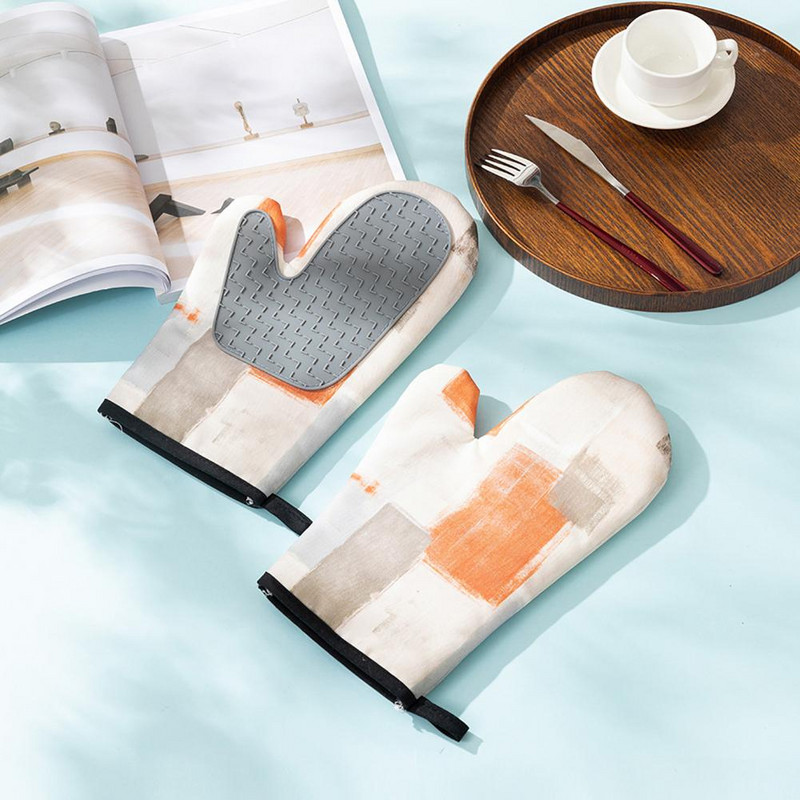 1 pár szigetelő kesztyű Forrázásgátló szilikon sütőkesztyű csúszásmentes tenyérkötéllel Design sütőben grillező ujjatlan főzőeszköz