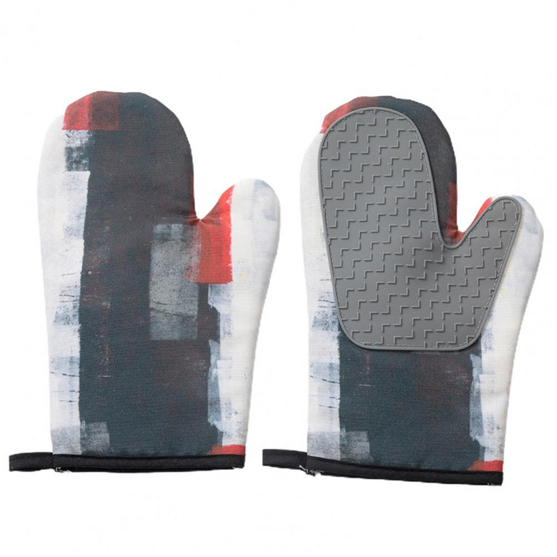 1 pár szigetelő kesztyű Forrázásgátló szilikon sütőkesztyű csúszásmentes tenyérkötéllel Design sütőben grillező ujjatlan főzőeszköz