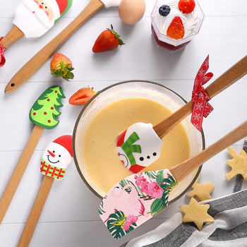 Κρέμα χριστουγεννιάτικου κέικ σιλικόνης σπάτουλα φοντάν βουτύρου κουρκούτι ανάμειξης ξύστρα ζαχαροπλαστικής εργαλεία ψησίματος Ξύλινη λαβή σκεύη κουζίνας