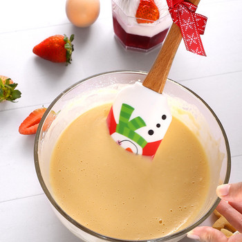 Κρέμα χριστουγεννιάτικου κέικ σιλικόνης σπάτουλα φοντάν βουτύρου κουρκούτι ανάμειξης ξύστρα ζαχαροπλαστικής εργαλεία ψησίματος Ξύλινη λαβή σκεύη κουζίνας