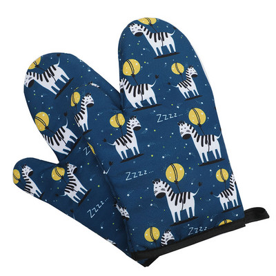 2db/készlet Mikrohullámú sütés BBQ kesztyűk pamut aranyos sütőkesztyűk hőálló lenvászon kesztyűk csúszásmentes konyhai forrázásgátló kesztyűk