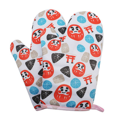 2db/készlet Mikrohullámú sütés BBQ kesztyűk pamut aranyos sütőkesztyűk hőálló lenvászon kesztyűk csúszásmentes konyhai forrázásgátló kesztyűk