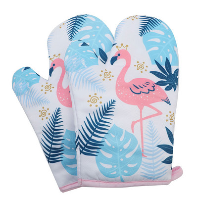 2db/készlet Mikrohullámú sütés BBQ kesztyűk pamut aranyos sütőkesztyűk hőálló lenvászon kesztyűk csúszásmentes konyhai forrázásgátló kesztyűk