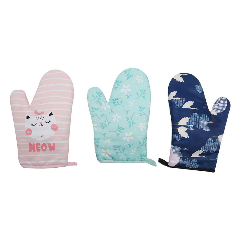 2db/készlet Mikrohullámú sütés BBQ kesztyűk pamut aranyos sütőkesztyűk hőálló lenvászon kesztyűk csúszásmentes konyhai forrázásgátló kesztyűk