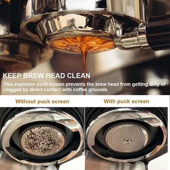 FHEAL 51/53,5/58,5 χιλιοστά Οθόνη φίλτρου καφέ Εξαιρετικά λεπτή 150um Ανθεκτικό στη θερμότητα Διχτυωτό επαναχρησιμοποιήσιμο Portafilter Barista Espresso Puck Screen