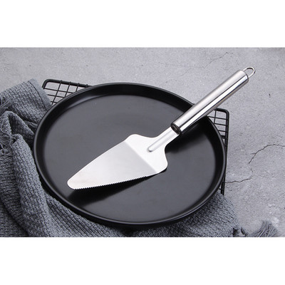 1 gab. Virtuves cepšanas konditorejas izstrādājumu pīrāgs Picas kūku griezējs nerūsējošā tērauda trīsstūrveida lāpsta ar zobu kūkas servera asmeņu griezēja lāpstiņu