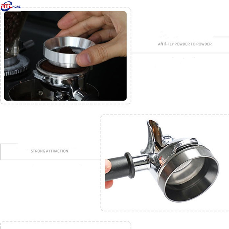 51/54/58 mm kafijas dozēšanas gredzens ar magnētisku bezdibena portafiltra filtra gatavošanas traukam kafijas pulvera espresso rīkam