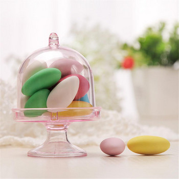 12Pcs Mini Cake Display Stand Cupcake Box Dome Cover Muffin Egg Yolk Dessert Прозрачен индивидуален държач Опаковка Реквизит за сватбено парти