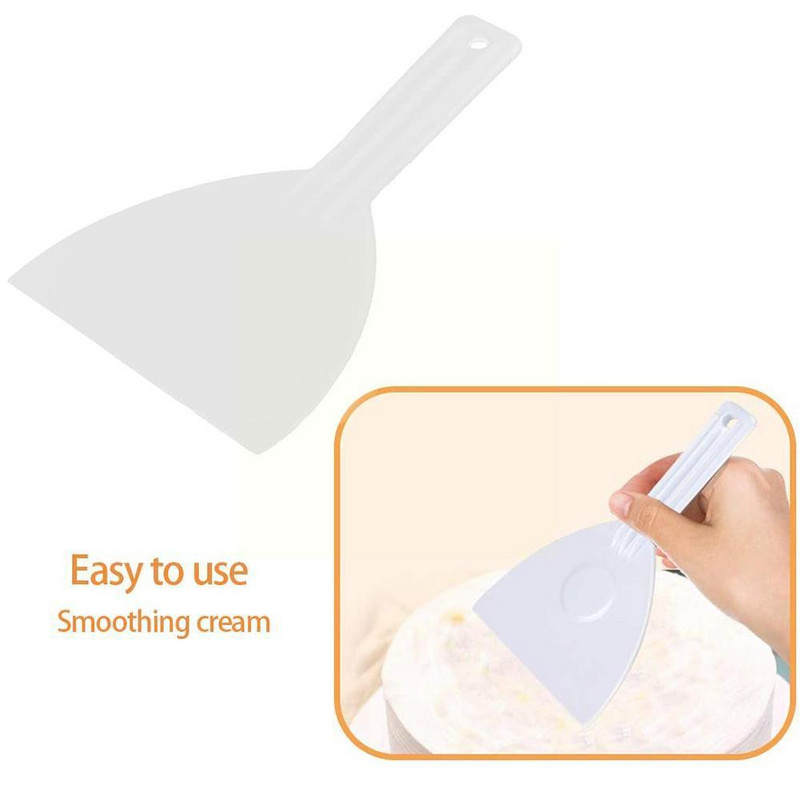 1 gab. Konditorejas griezējs Kūkas lāpstiņas Mīklas skrāpis ar rokturi Daudzfunkcionāli instrumenti Nazis Pica Trapecveida cepumi Sviesta maize Fonda