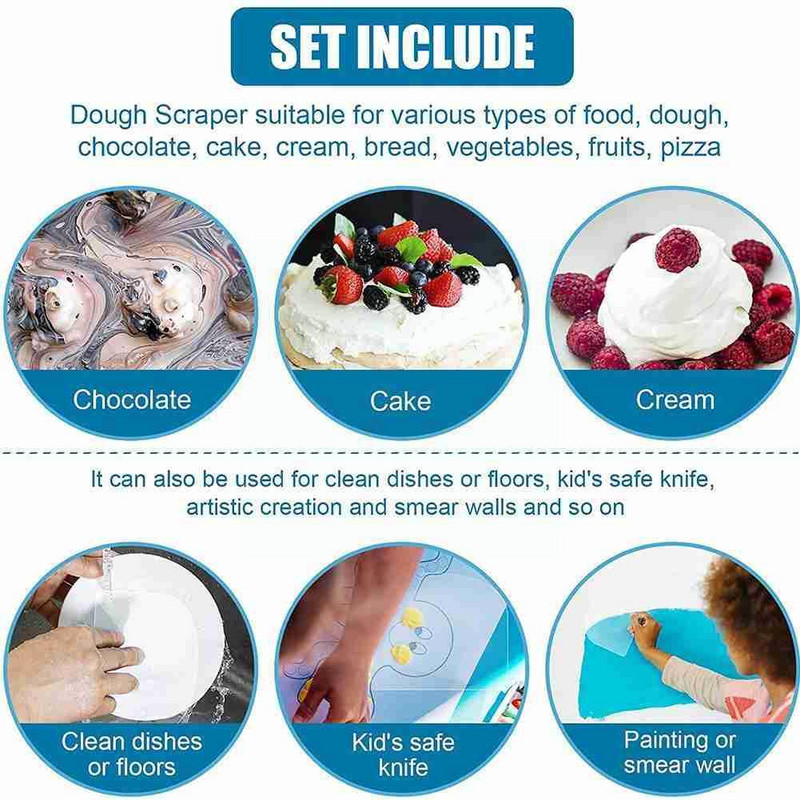 1 gab. Konditorejas griezējs Kūkas lāpstiņas Mīklas skrāpis ar rokturi Daudzfunkcionāli instrumenti Nazis Pica Trapecveida cepumi Sviesta maize Fonda