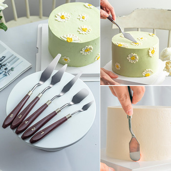 Нова сладкарска шпатула от неръждаема стомана Разпределител за глазура за крем за торта Изглаждане на фондан Инструменти за правене на торти Лопата за рисуване с маслени бои