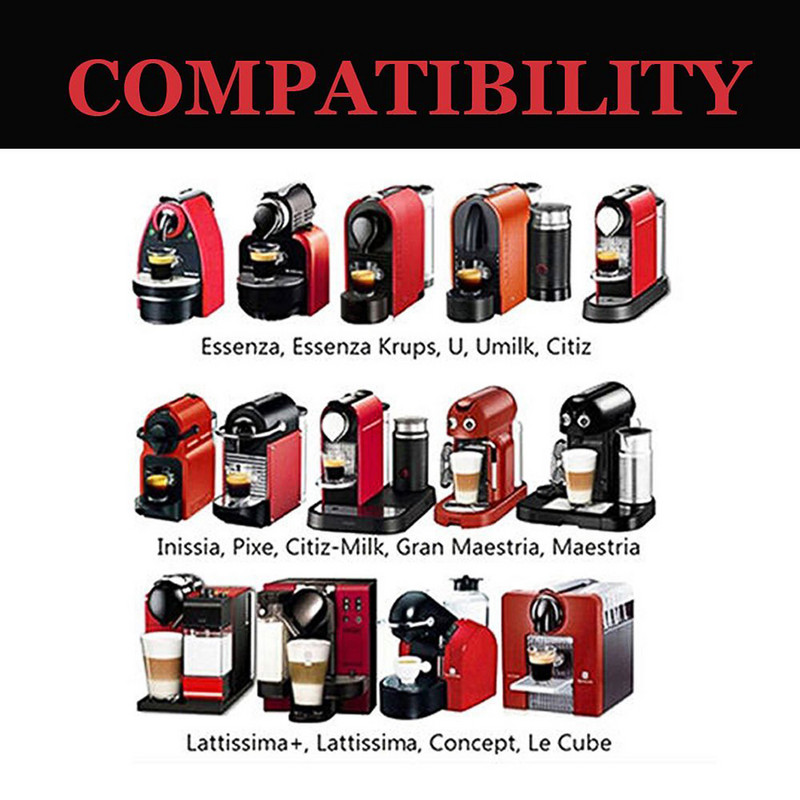 5 vnt. daugkartinio naudojimo kavos kapsulių filtrai, skirti „Nespresso“ kavos aparatui su šepetėlio šaukštų rinkiniu, maistinio plastiko