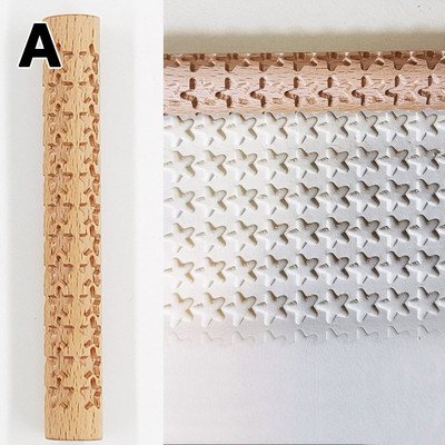 Kietmedžio kočo molio įrankis Medinės tekstūros purvo presuoto volelio raštas ritininis strypas reljefinis polimerinis molis kočėlas keramika
