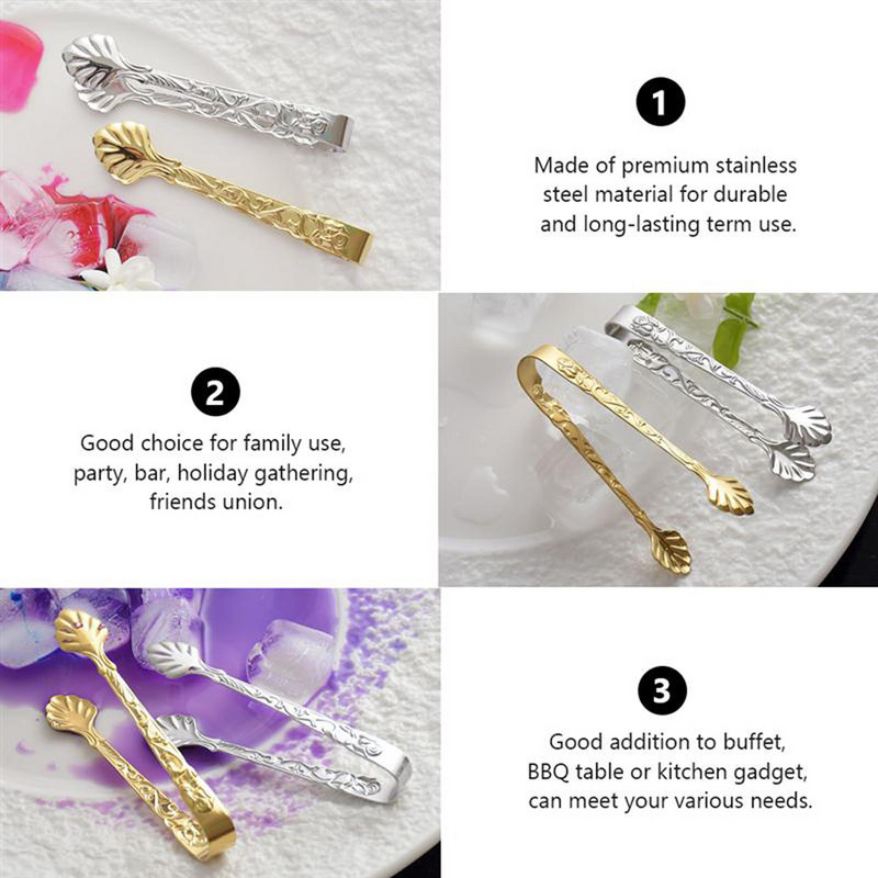 1 gab Nerūsējošā tērauda ledus kubiņu saspraudes Cukura knaibles Ēdieni BBQ skavas Ledus skavas instrumentu stienis Virtuve Pasniegšanas knaibles Virtuves piederumi