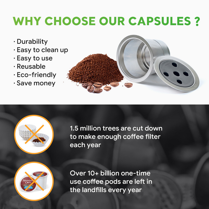 Atkārtoti lietojama kafijas filtra krūze Kafijas kapsulas Pilinātāja kapsula Keurig K-supreme Plus metāla kafijas filtra groza piederumiem