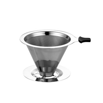 Държач за филтър за кафе Многократно използваем двуслоен филтър за кафе от неръждаема стомана 304, заливане върху кафе, капкообразна мрежа, филтър за еспресо, чай