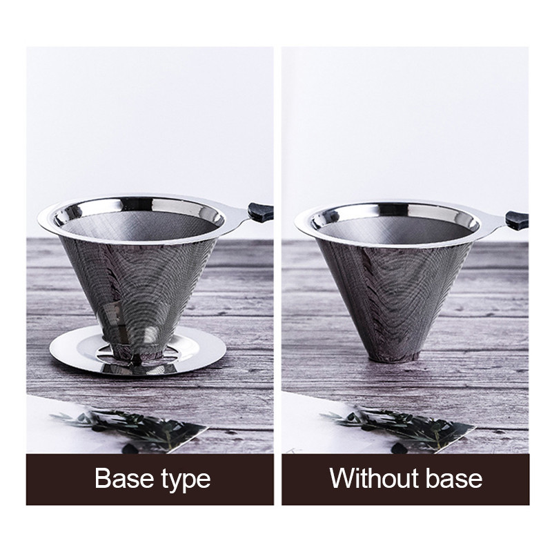 Kávészűrő tartó Újrafelhasználható dupla rétegű 304 rozsdamentes acél kávészűrő, ráöntjük a kávékra csepegtető hálós eszpresszó teaszűrő
