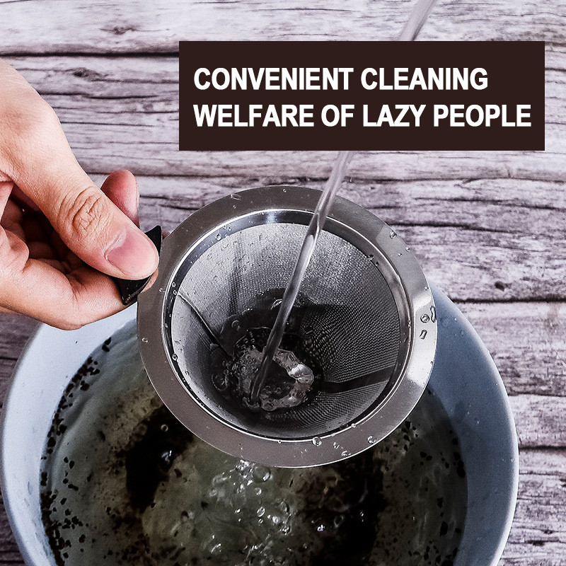 Kávészűrő tartó Újrafelhasználható dupla rétegű 304 rozsdamentes acél kávészűrő, ráöntjük a kávékra csepegtető hálós eszpresszó teaszűrő