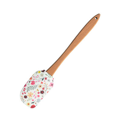 Nyomtatott mintás tortakaparó szilikon krém tészta spatula fa nyelű vajkenő konyhai tészta piték sütés turmixgép