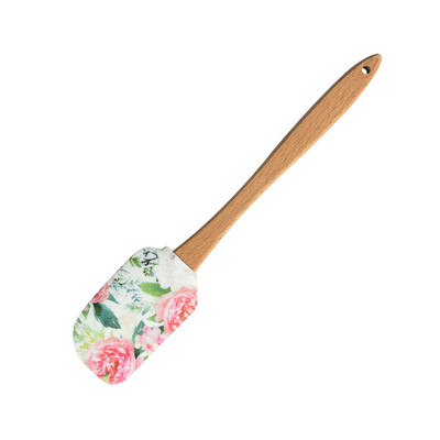 Nyomtatott mintás tortakaparó szilikon krém tészta spatula fa nyelű vajkenő konyhai tészta piték sütés turmixgép