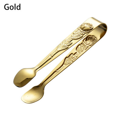 1 gab. Tērauda pincetes saspraudes knaibles cukura skava ar rožu raksta rokturi saldumu cepumu ledus kubiņiem virtuves piederumiem