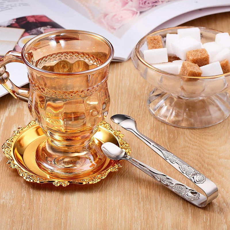 1 gab. Tērauda pincetes saspraudes knaibles cukura skava ar rožu raksta rokturi saldumu cepumu ledus kubiņiem virtuves piederumiem