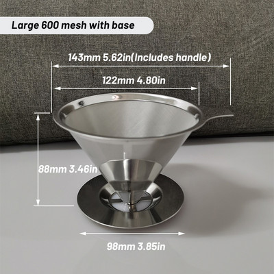 Kafijas filtra turētājs atkārtoti lietojams divslāņu 304 nerūsējošā tērauda kafijas filtrs, pārlej kafijas pilinātāja sieta espresso tējas filtrs