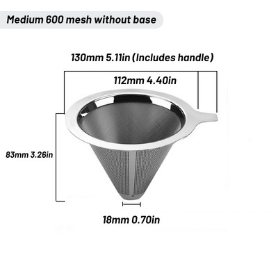Kafijas filtra turētājs atkārtoti lietojams divslāņu 304 nerūsējošā tērauda kafijas filtrs, pārlej kafijas pilinātāja sieta espresso tējas filtrs