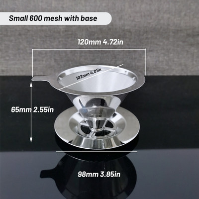 Kafijas filtra turētājs atkārtoti lietojams divslāņu 304 nerūsējošā tērauda kafijas filtrs, pārlej kafijas pilinātāja sieta espresso tējas filtrs