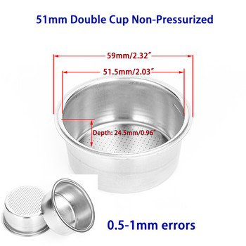 51 mm 1/2/4 чаша от неръждаема стомана Филтри за смяна на филтри Дозиращ пръстен за кошница без налягане за портфилтър без дъно за кафе