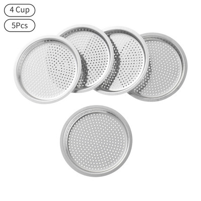 Rezerves daļas Moka Pot nerūsējošā tērauda blīves filtra plāksnei atkārtoti lietojama metāla espresso kafijas filtra grozam kafijas automātam