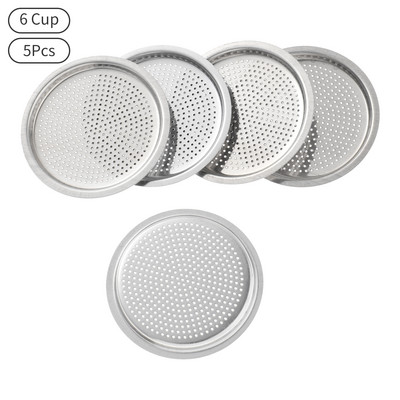 Rezerves daļas Moka Pot nerūsējošā tērauda blīves filtra plāksnei atkārtoti lietojama metāla espresso kafijas filtra grozam kafijas automātam